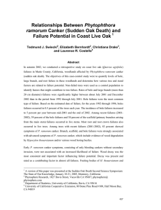 Phytophthora Failure Potential in Coast Live Oak  ramorum