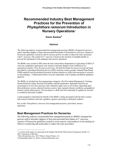Recommended Industry Best Management Practices for the Prevention of Nursery Operations Phytophthora ramorum