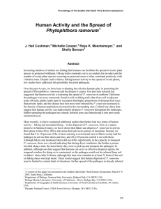Human Activity and the Spread of  Phytophthora ramorum J. Hall Cushman,