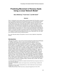 Predicting Movement of Nursery Hosts Using a Linear Network Model  Steve McKelvey,
