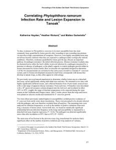 Phytophthora ramorum Infection Rate and Lesion Expansion in Tanoak