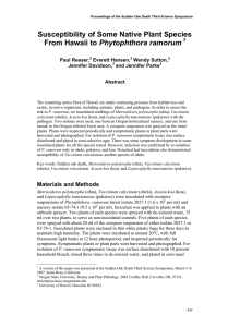 Susceptibility of Some Native Plant Species Phytophthora ramorum  Paul Reeser,