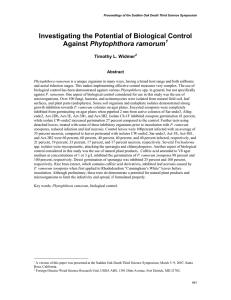Investigating the Potential of Biological Control Phytophthora ramorum  Timothy L. Widmer