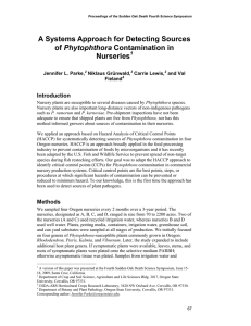 A Systems Approach for Detecting Sources Phytophthora Nurseries
