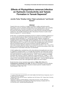 Phytophthora ramorum on Hydraulic Conductivity and Tylosis Formation in Tanoak Sapwood