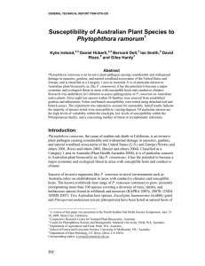 Susceptibility of Australian Plant Species to Phytophthora ramorum  ,