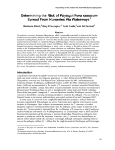 Phytophthora ramorum Spread From Nurseries Via Waterways  Marianne Elliott,