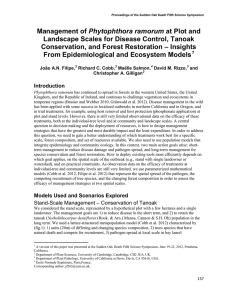 Phytophthora ramorum Landscape Scales for Disease Control, Tanoak