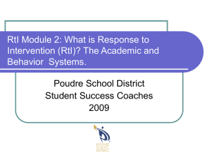 RtI Module 2: What is Response to Behavior  Systems.