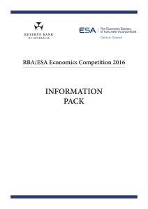 INFORMATION PACK RBA/ESA Economics Competition 2016 The Economic Society