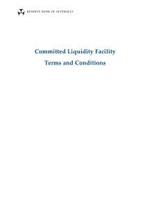 Committed Liquidity Facility Terms and Conditions