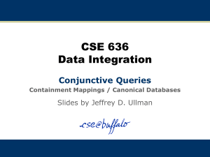 CSE 636 Data Integration Conjunctive Queries Slides by Jeffrey D. Ullman