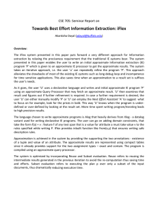 Towards Best Effort Information Extraction: iFlex  CSE 705: Seminar Report on  