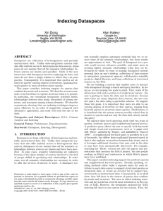 Indexing Dataspaces Xin Dong Alon Halevy