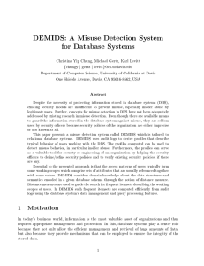 DEMIDS: A Misuse Detection System for Database Systems