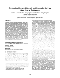 Combining Keyword Search and Forms for Ad Hoc Querying of Databases