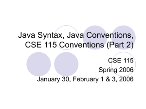 Java Syntax, Java Conventions, CSE 115 Conventions (Part 2) CSE 115 Spring 2006