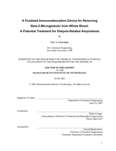 A Fluidized Immunoadsorption Device for Removing Beta-2-Microglobulin from Whole Blood: