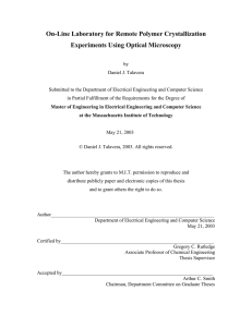On-Line Laboratory for Remote Polymer Crystallization Experiments Using Optical Microscopy