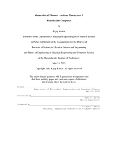 Generation of Photocurrent from Photosystem I  Biomolecular Complexes by