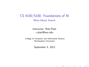 CS 4100/5100: Foundations of AI More About Search Instructor: Rob Platt