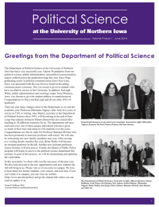 Political Science Greetings from the Department of Political Science