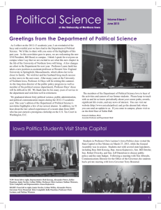 Political Science Greetings from the Department of Political Science