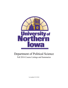 Department of Political Science  Fall 2016 Course Listings and Summaries