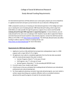 College of Social &amp; Behavioral Research Study Abroad Funding Requirements