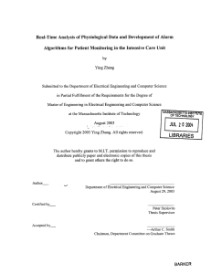 Real-Time  Analysis  of Physiological  Data and ... Algorithms  for Patient Monitoring  in the  Intensive ...