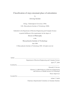 Classification of stop consonant place of articulation Atiwong Suchato