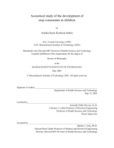 Acoustical study of the development of stop consonants in children