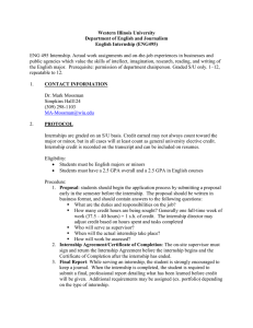 Western Illinois University Department of English and Journalism English Internship (ENG495)