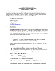 Western Illinois University Department of English and Journalism English Internship (ENG622)