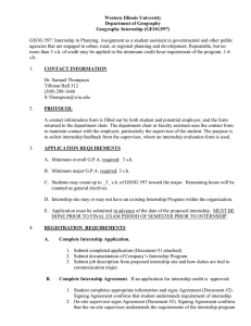 Western Illinois University Department of Geography Geography Internship (GEOG597)