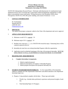 Western Illinois University Department of Mathematics Mathematics Internship (MATH444)