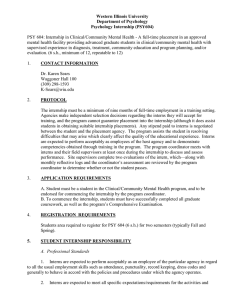 Western Illinois University Department of Psychology Psychology Internship (PSY604)