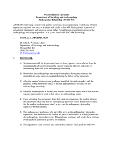 Western Illinois University Department of Sociology and Anthropology Anthropology Internship (ANTH 494)