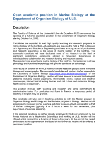 Open  academic  position  in  Marine ... Department of Organism Biology of ULB. Description