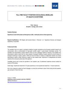 FULL-TIME FACULTY POSITION IN ECOLOGICAL MODELLING OF AQUATIC ECOSYSTEMS