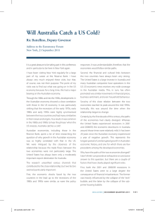 Will Australia Catch a US Cold? Ric Battellino, Deputy Governor