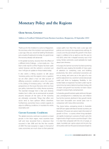 Monetary Policy and the Regions Glenn Stevens, Governor