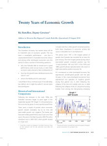 Twenty Years of Economic Growth Introduction Ric Battellino, Deputy Governor*