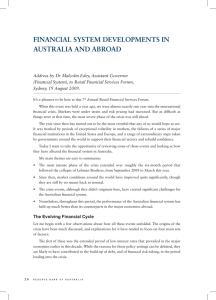 Financial SyStem DevelopmentS in auStralia anD abroaD