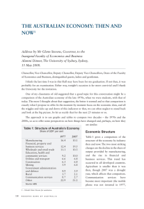 THE AUSTRALIAN ECONOMY: THEN AND NOW