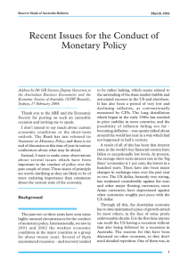 Recent Issues for the Conduct of Monetary Policy