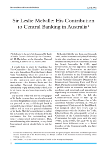 Sir Leslie Melville: His Contribution to Central Banking in Australia 1