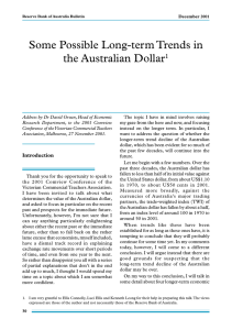 Some Possible Long-term Trends in the Australian Dollar 1