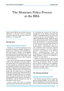 The Monetary Policy Process at the RBA