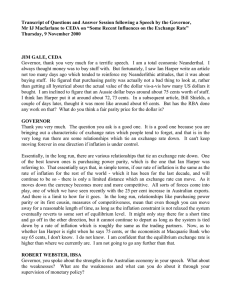 Transcript of Questions and Answer Session following a Speech by... Mr IJ Macfarlane to CEDA on “Some Recent Influences on...